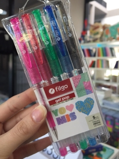 Lapiceras FILGO gel pop glitter x5