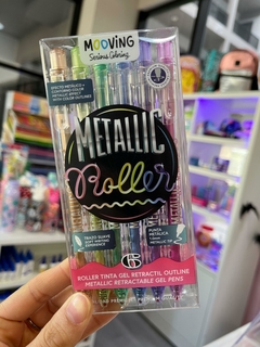 lapiceras MOOVING metallic coloring roller gel retractil x 6