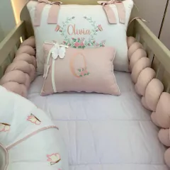 Kit Berço Mini Mundo Personalizado - Rosa 8 Peças - comprar online