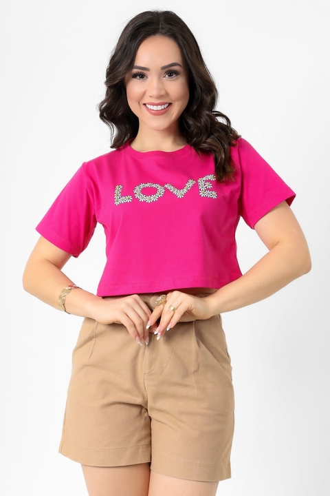 Croped love pink TAM. Único