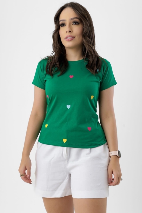 T-shirt corações verde