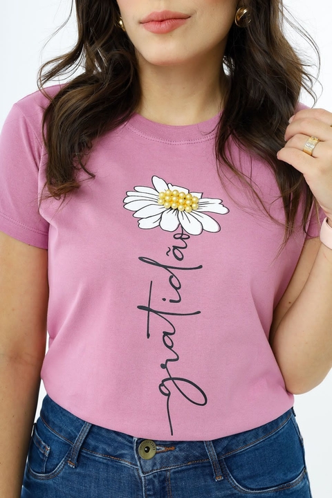 T-shirt gratidão rose