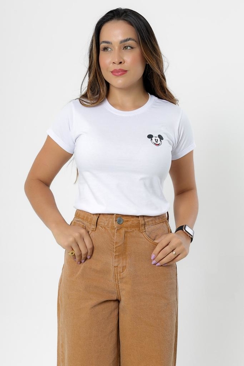 T-shirt Mickey com estampa atrás Branca