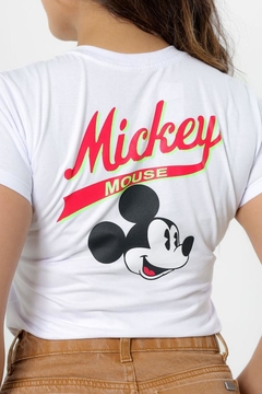 T-shirt Mickey com estampa atrás Branca - Click Elegance