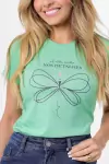 T-shirt A vida brilha nos detalhes verde menta
