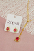 Conjunto de Colar e Brinco Gravatinha de Zircônia Vermelho Banhado em Ouro 18K