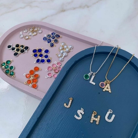 Colar Letra Cravejado Personalizado