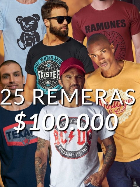 PACK 25 REMERAS ESTAMPADAS.