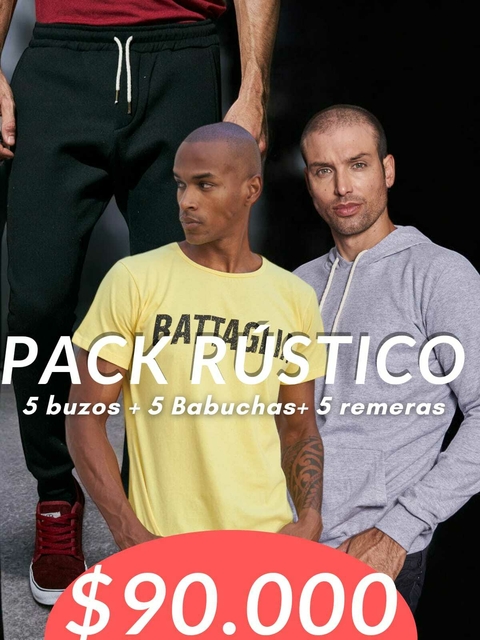 Pack 5 Babucha Rústica 5 Canguro Rústico 5 Remera Estamp M/C