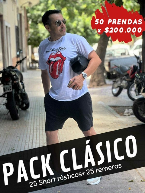 PACK 25 REMERAS 25 SHORTS RUSTICOS.