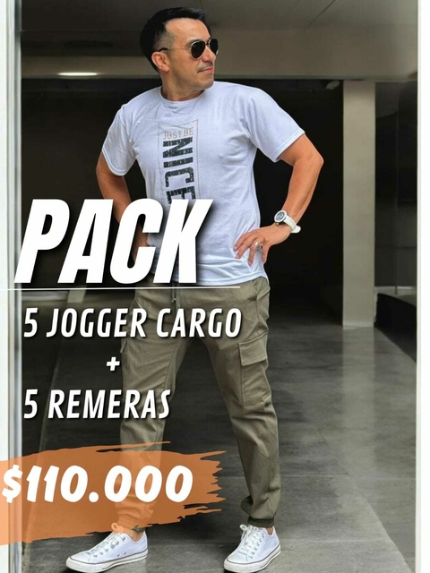 Pack 5 Jogger Cargo 5 Remera Estampada - comprar online