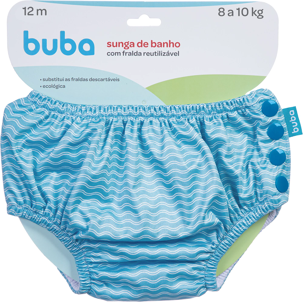SUNGA DE BANHO COM FRALDA REUTILIZAVEL - ONDAS - P