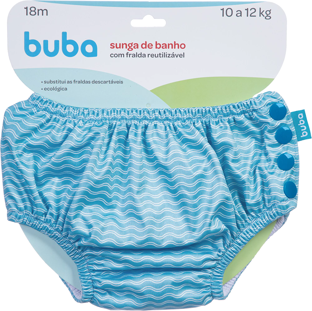 SUNGA DE BANHO COM FRALDA REUTILIZAVEL - ONDAS - M