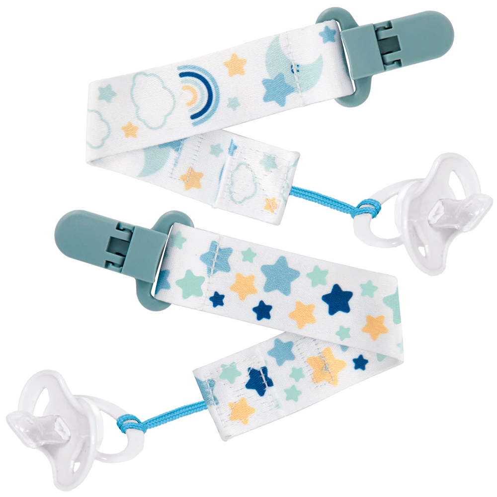 PRENDEDOR DE CHUPETA ESTRELAS - KIT COM 2 - AZUL