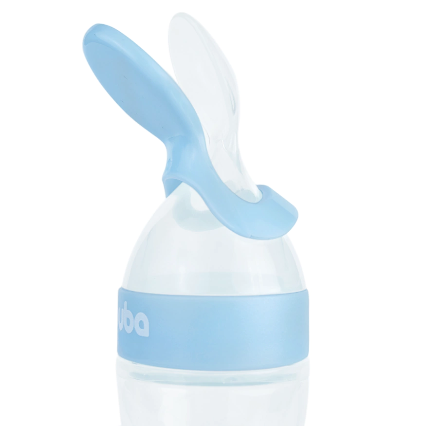 COLHER DOSADORA EM SILICONE AZUL BEBÊ
