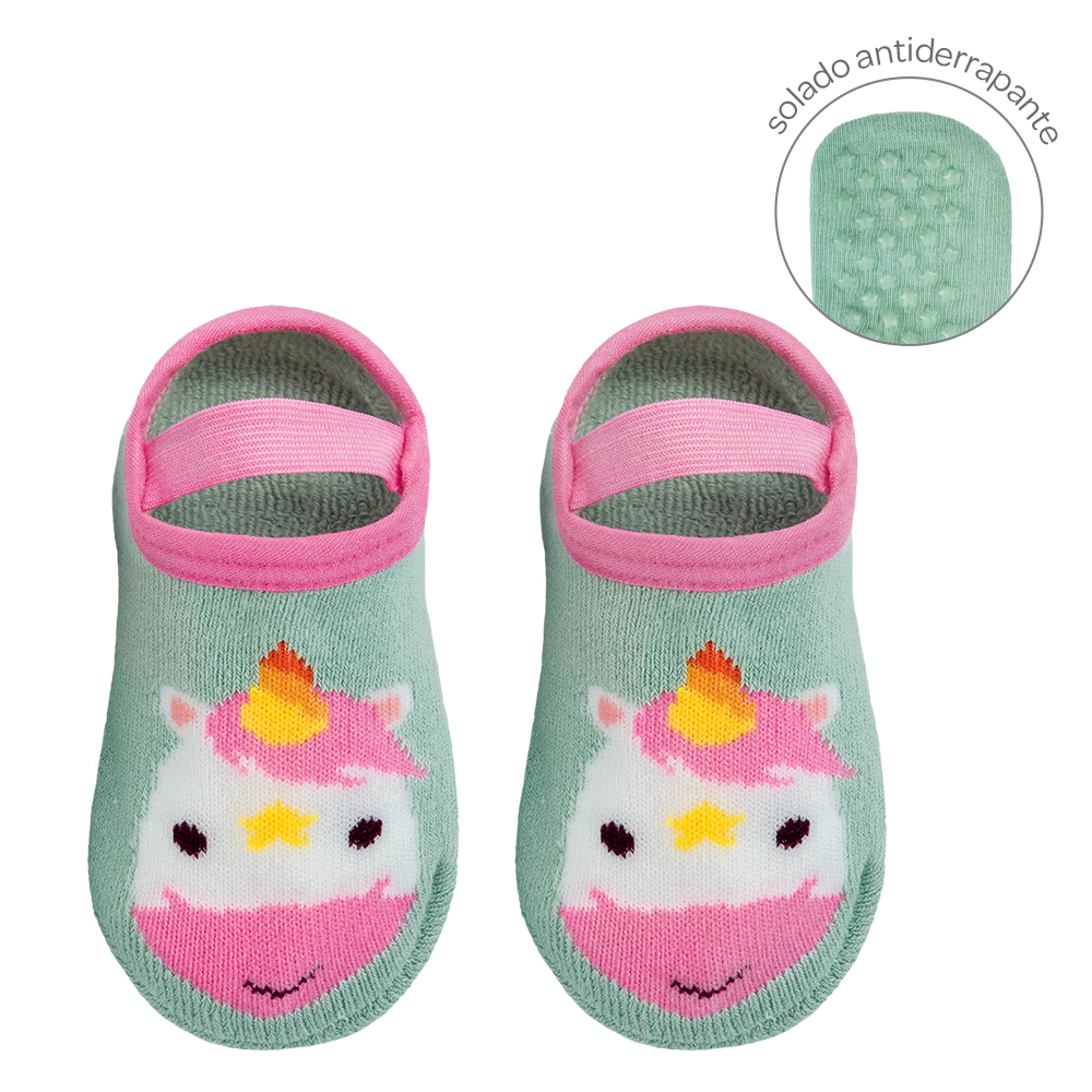 MEIA SAPATILHA ANTI DERRAPANTE UNICORNIO (1-3 ANOS)