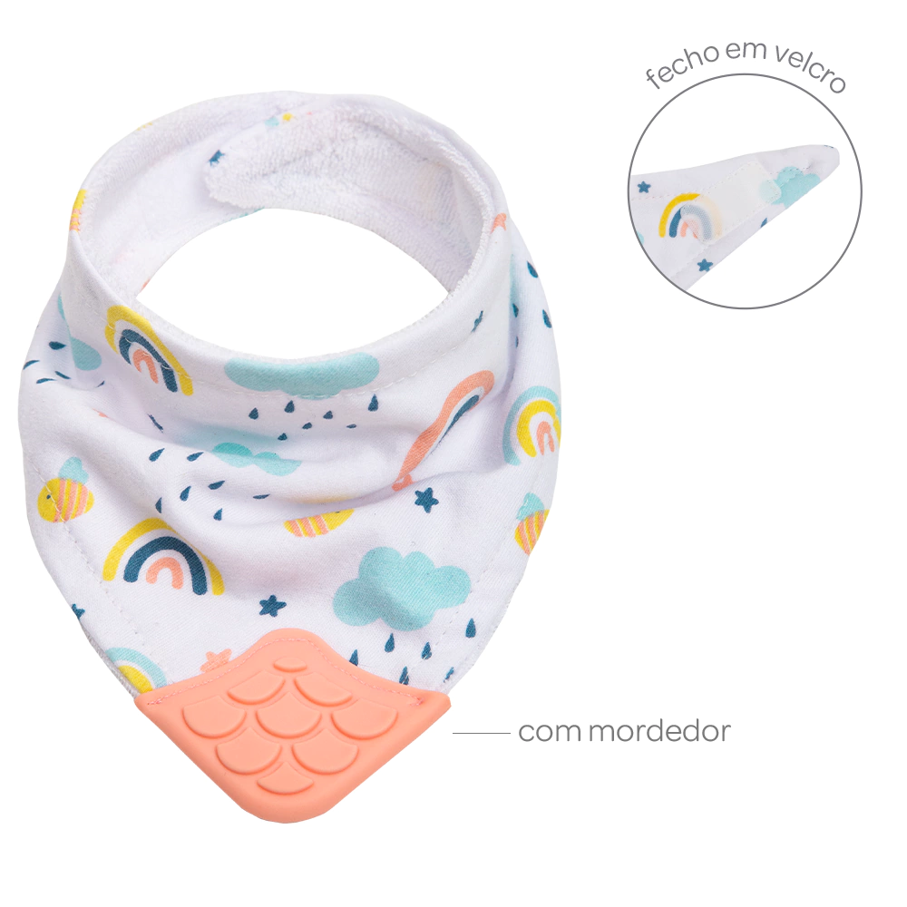 BABADOR BANDANA COM MORDEDOR - ARCO-IRIS E ABELHA