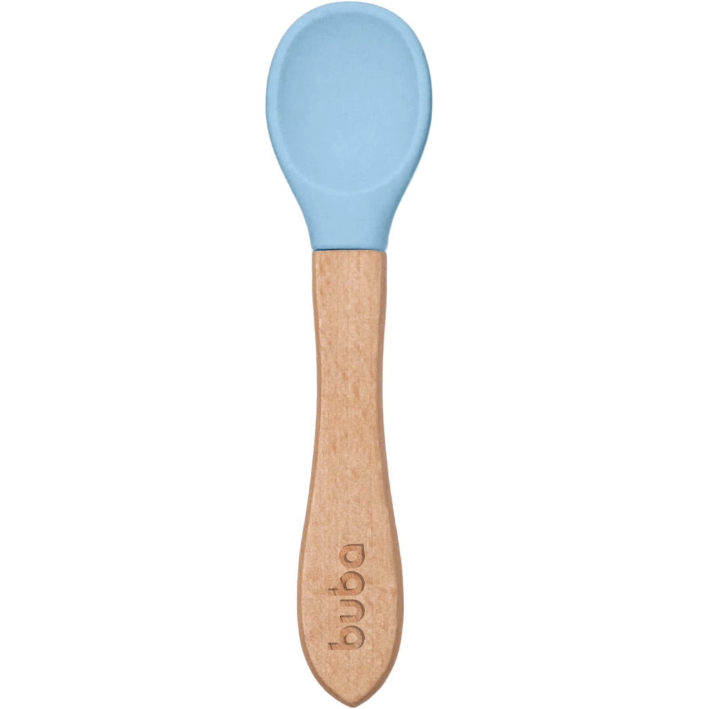 COLHER SILICONE E BAMBU - AZUL