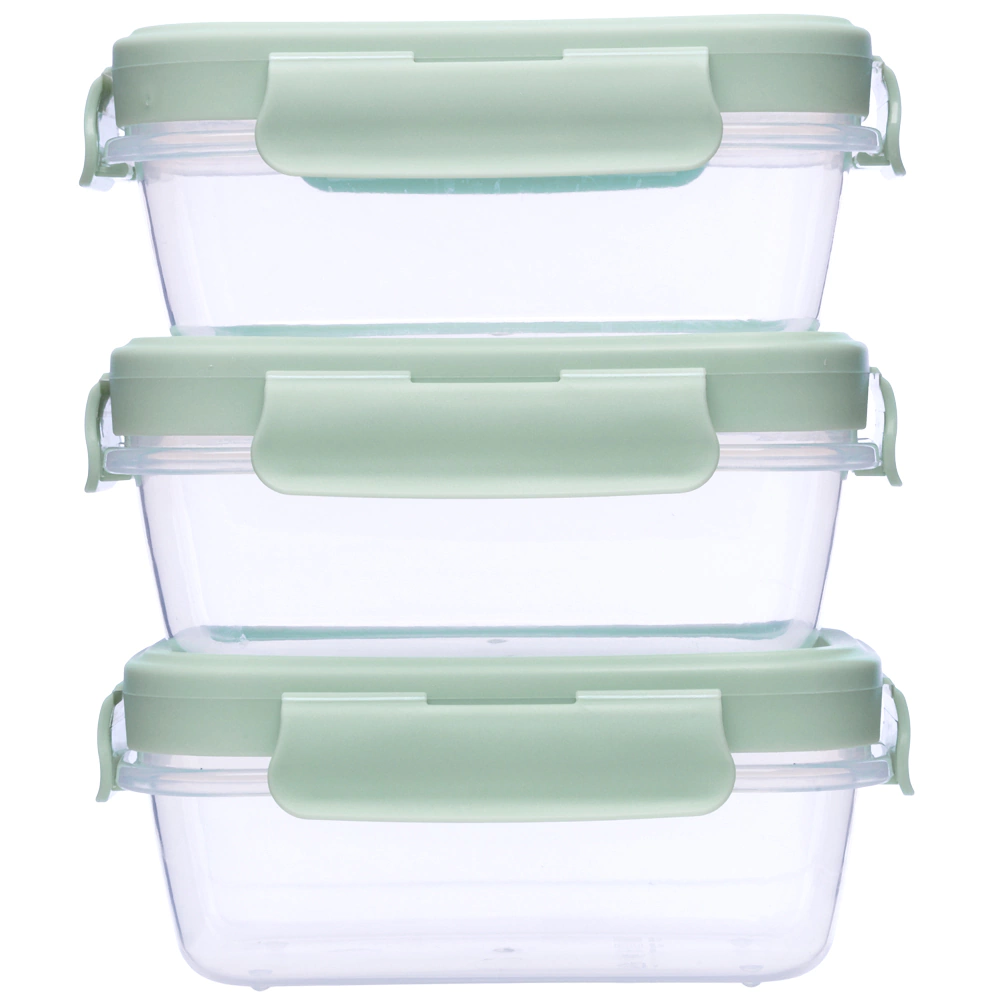 KIT 3 POTINHOS TRANSPARENTE TAMPA VERDE - BUBA
