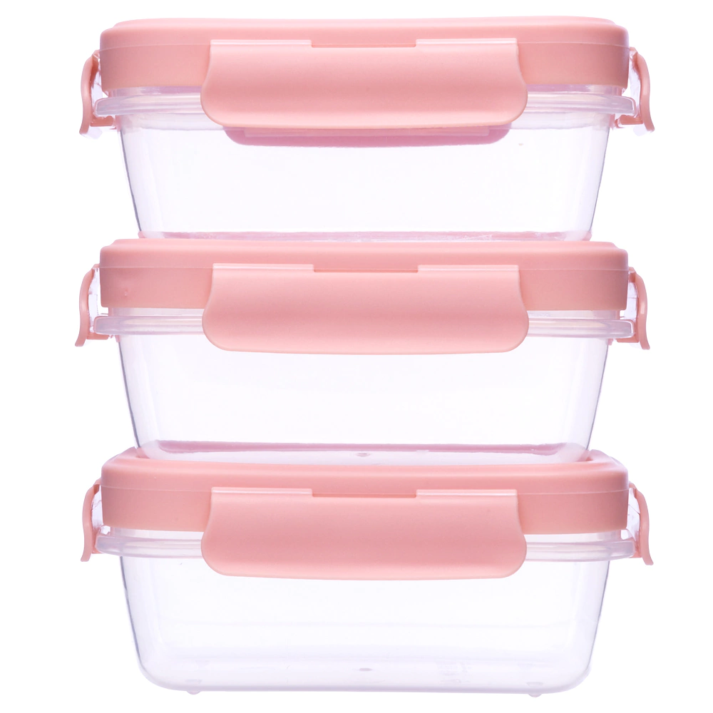 KIT 3 POTINHOS TRANSPARENTE TAMPA ROSA - BUBA