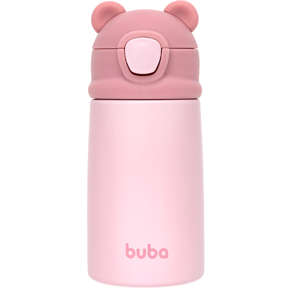 GARRAFA TÉRMICA PAREDE DUPLA URSINHO ROSA - BUBA