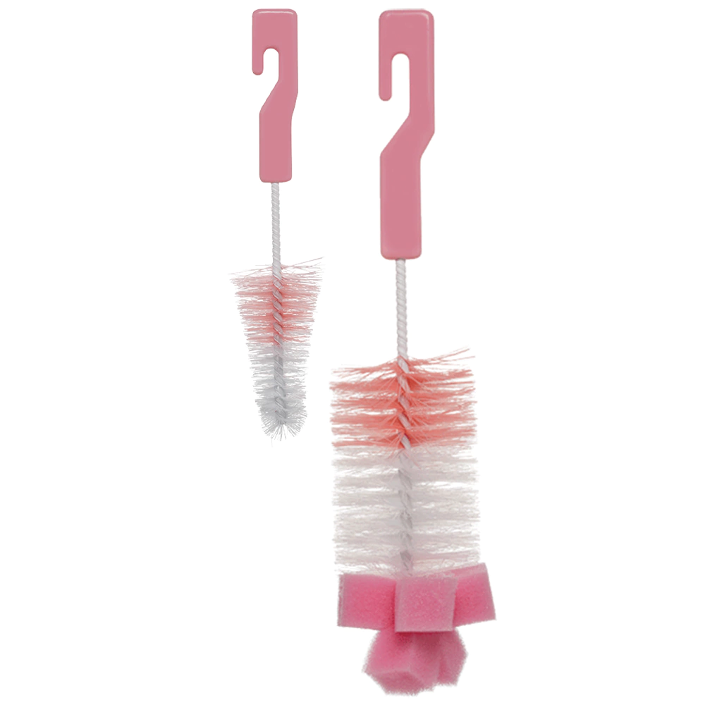 ESCOVA MAMADEIRA E BICO COM ESPONJA - KIT ROSA