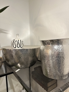 Juego de mesa y 2 puff Aluminio - comprar online