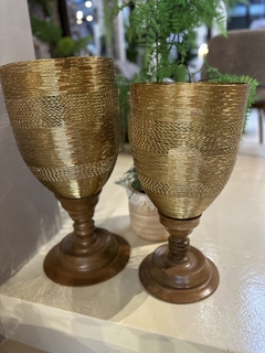 Set Candelabros realizados a mano en dorado en internet