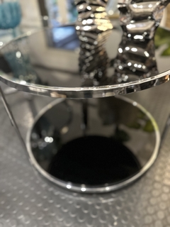 Mesa en acero y vidrio negro - Bilardo DecoHome