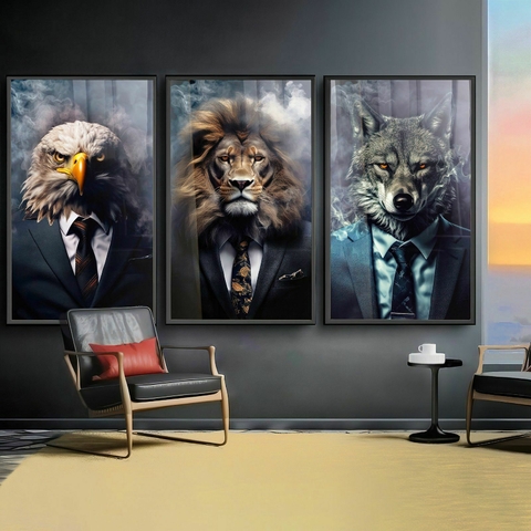 Águia, Leão e Lobo - Trio de Sucesso - Quadros empreendedor. - comprar online