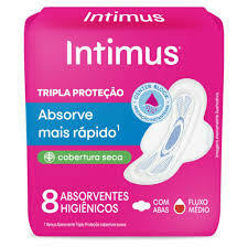 Absorvente Intimus Tripla Proteção Cobertura Seca Com Abas Com 8 Unidades