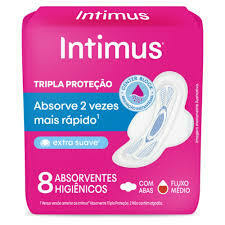 Absorvente Intimus Tripla Proteção Cobertura Suave Com Abas Com 8 Unidades