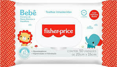 Toalha Umedecida Fisher Price Bebê com Perfume 50 Unidades