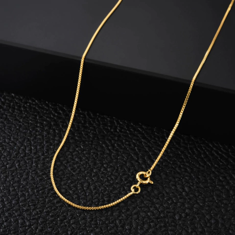 CORRENTE VENEZIANA 1mm FECHO LAGOSTA - BANHADO A OURO 18K