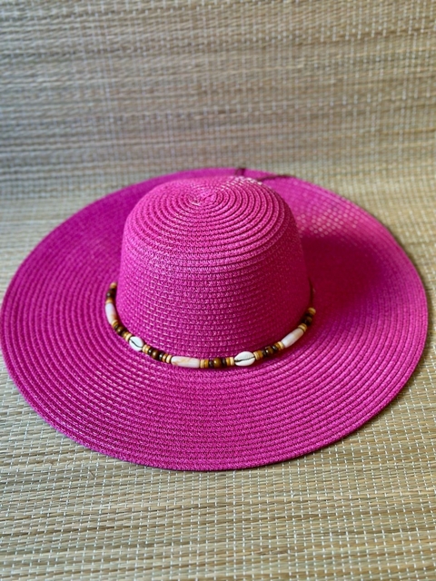Chapéu de Praia Arpoador Rosa concha tiras - comprar online