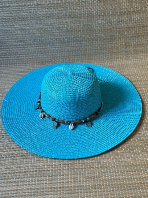 Chapéu de Praia Arpoador Azul concha e planta - comprar online