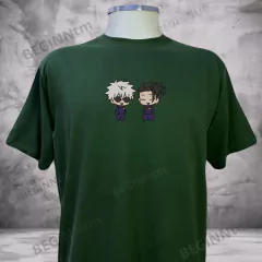 Camiseta Satoru Gojo e Geto bordada Jujutsu Kaisen anime na internet