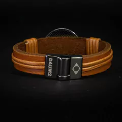 Pulseira de Couro São Bento Big - Caramelo com Prata na internet