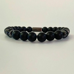 Pulseira de Pedras Onix Fosco e Onix Brilho