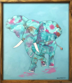 Quadro Elefante Aquarela