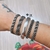 Pulseira Pikun de Florzinhas e Quadradinhos Prata925 19 cm na internet