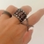 ANEL LARGO CRISTAL QUARTZO ROSA RÓDIO NEGRO - loja online