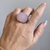 Anel abaulado pedra Quartzo Rosa Prata925