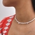 Gargantilha de Pérola Murano com Quartzo Rosa em Cascalho Prata925 38cm - comprar online