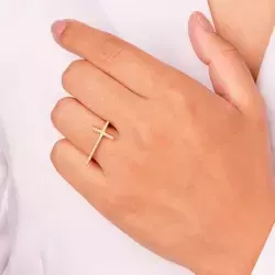 Anel semijoia cruz zircônia - S