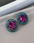 Brinco cristal rosa e zircônias verde e azul - S - comprar online