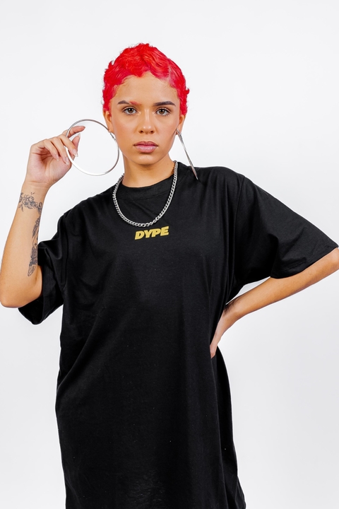 T-shirt Oversized Streetwear Basic Logo Preta