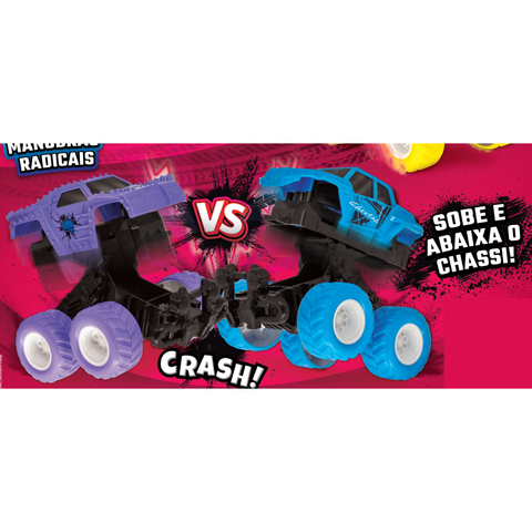 2 Carrinho Fricção Monster Truck Off Road Big Foot Brinquedo Radical Tração 4x4 Militar Jipe Camionete Picape Miniatura