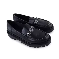 Loafer Feminino Lia Line Oxford Preto