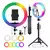 ARO DE LUZ RGB LED 26CM 10" VARIACIÓN DE COLORES E INTENSIDADES + TRIPODE 2.1M INCLUYE LUZ BLANCA, NEUTRA Y CALIDA E INTENSIDADES TIK TOK VIDEO SELFIE